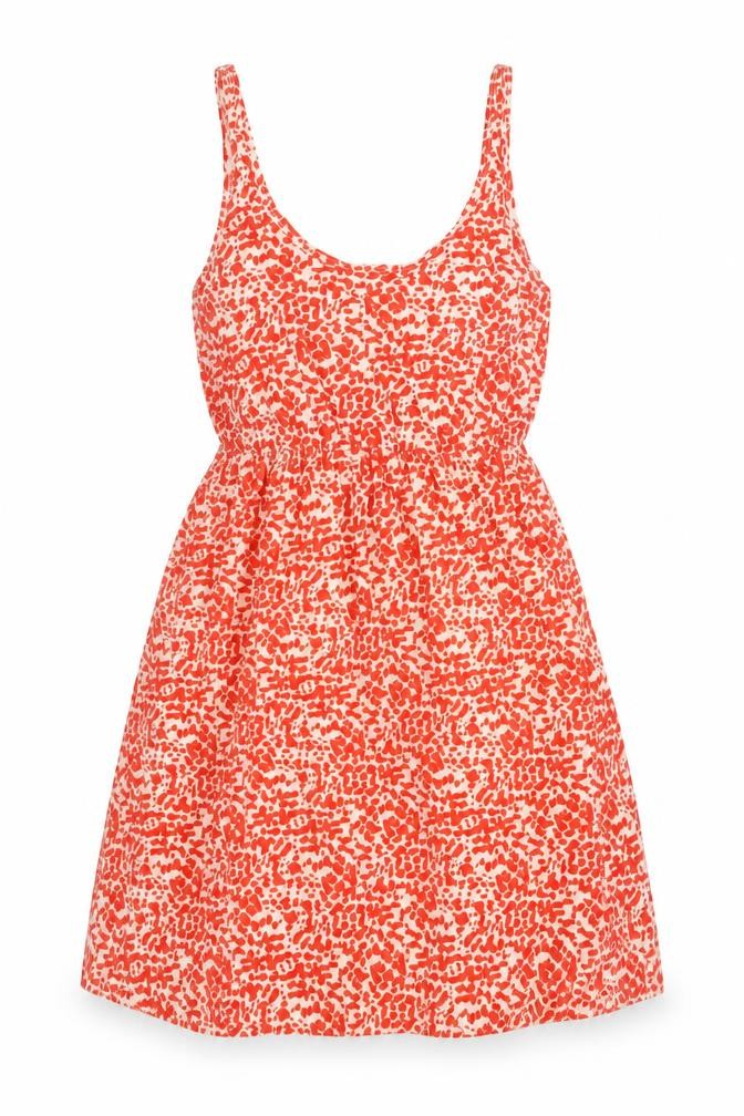 H&M Womens Red Geometric Cotton Tank Dress Size XS Scoop Neck Pullover