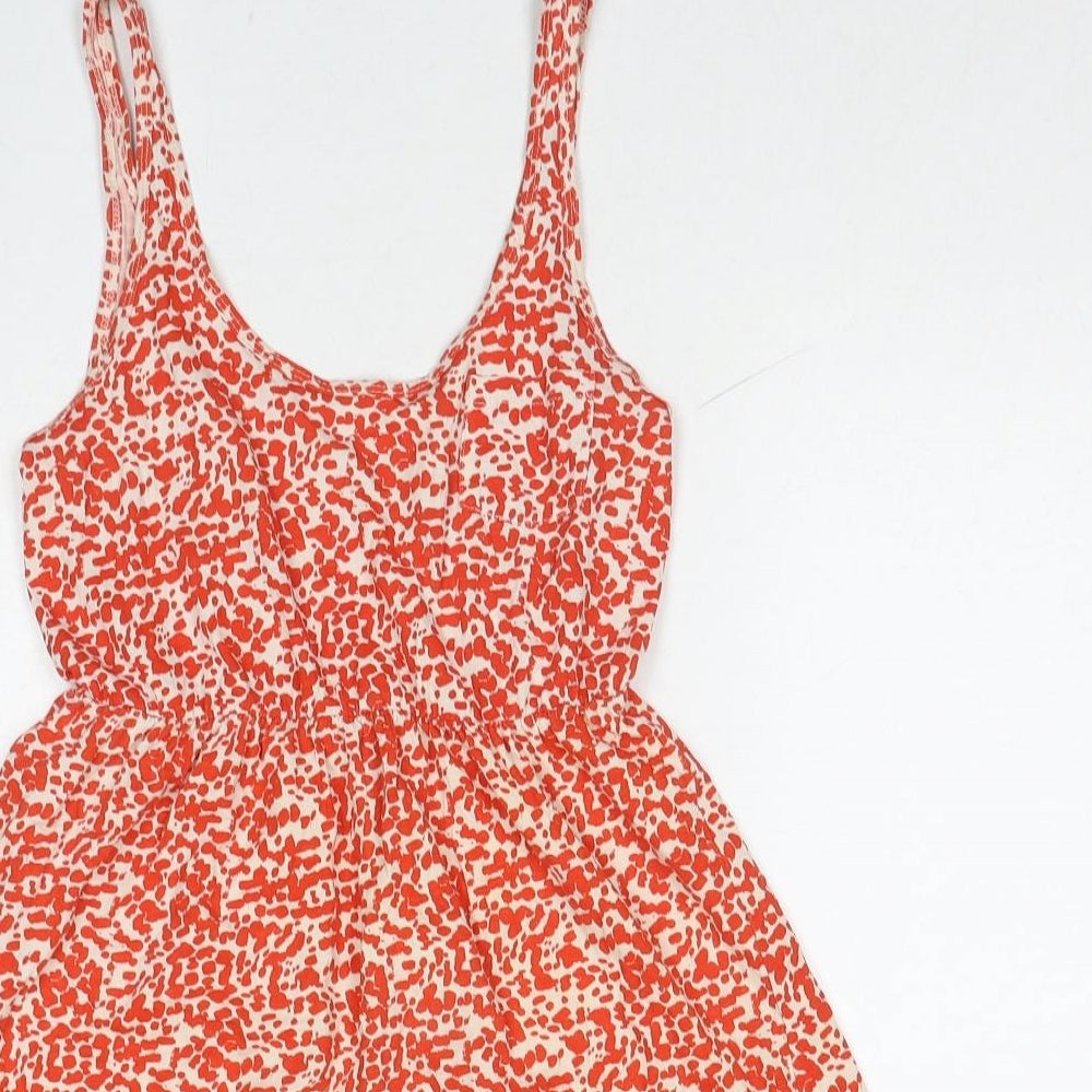 H&M Womens Red Geometric Cotton Tank Dress Size XS Scoop Neck Pullover