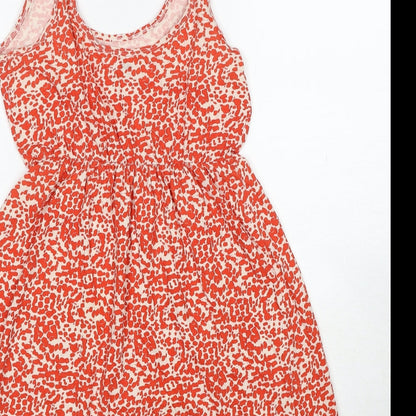 H&M Womens Red Geometric Cotton Tank Dress Size XS Scoop Neck Pullover