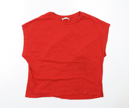 Womens UK Size S Zara Red Basic T-Shirt