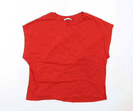 Womens UK Size S Zara Red Basic T-Shirt