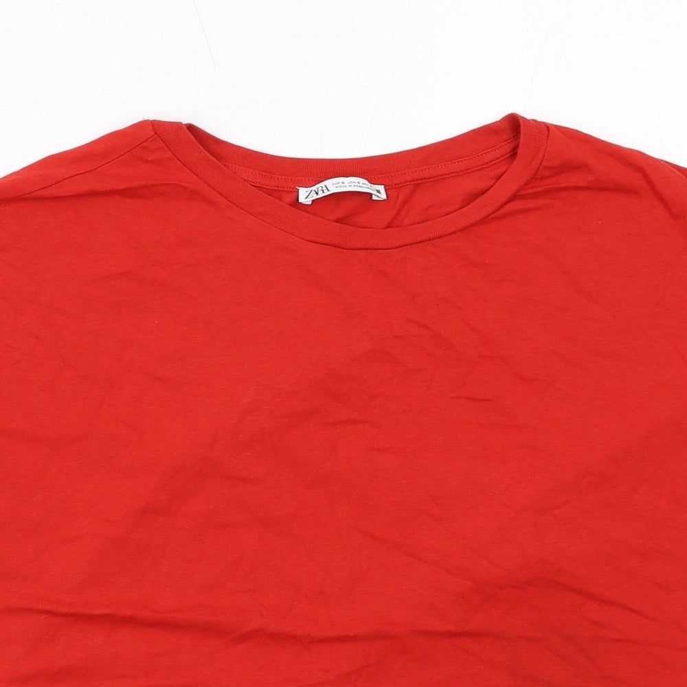 Womens UK Size S Zara Red Basic T-Shirt