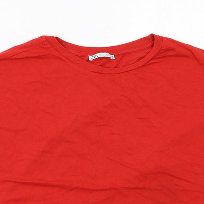 Womens UK Size S Zara Red Basic T-Shirt