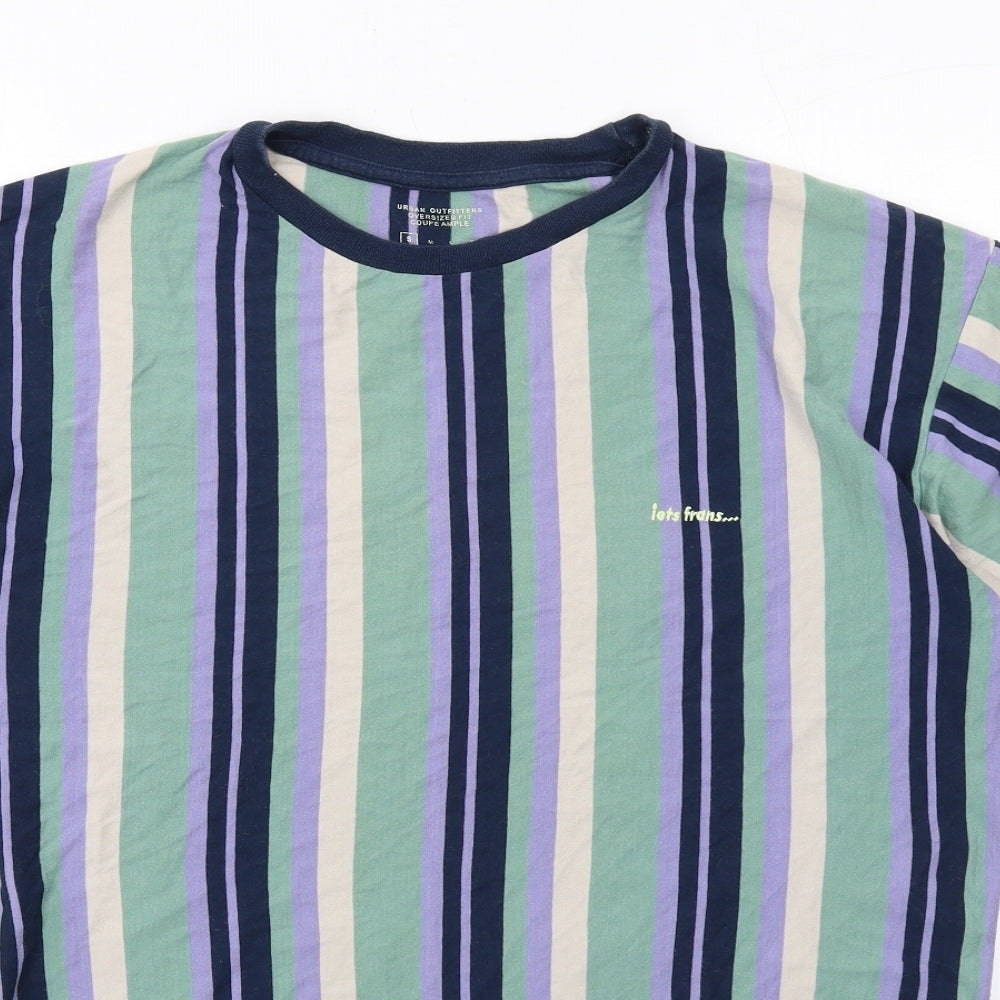 Urban Outfitters Mens Multicoloured Striped Cotton T-Shirt Size S Round Neck