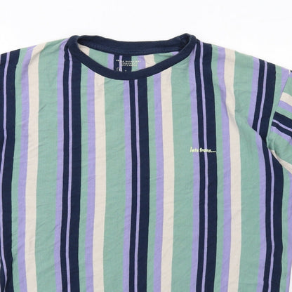Urban Outfitters Mens Multicoloured Striped Cotton T-Shirt Size S Round Neck