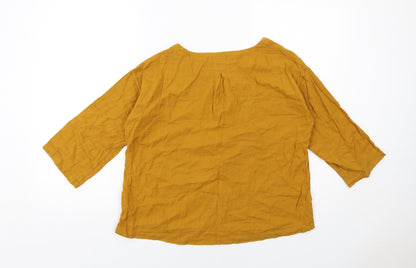 Coincasa Womens Yellow Cotton Basic T-Shirt Size S Boat Neck