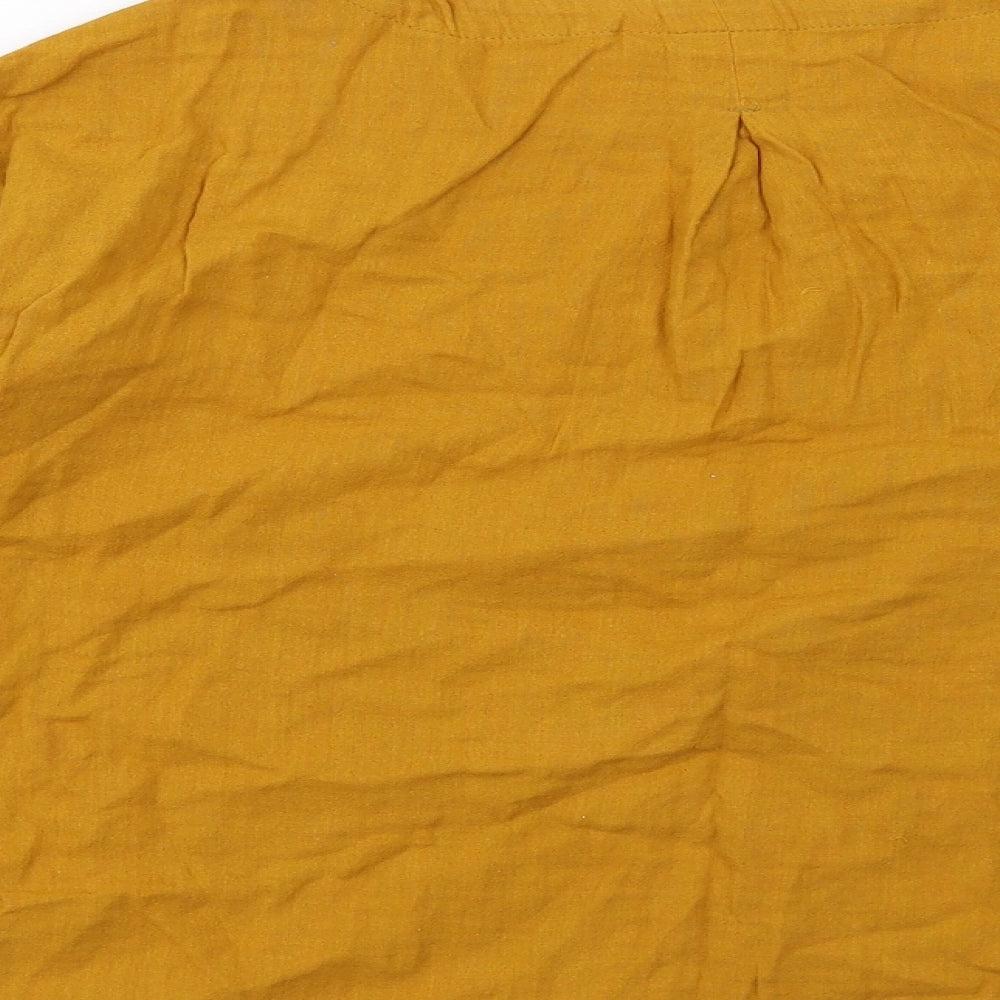 Coincasa Womens Yellow Cotton Basic T-Shirt Size S Boat Neck