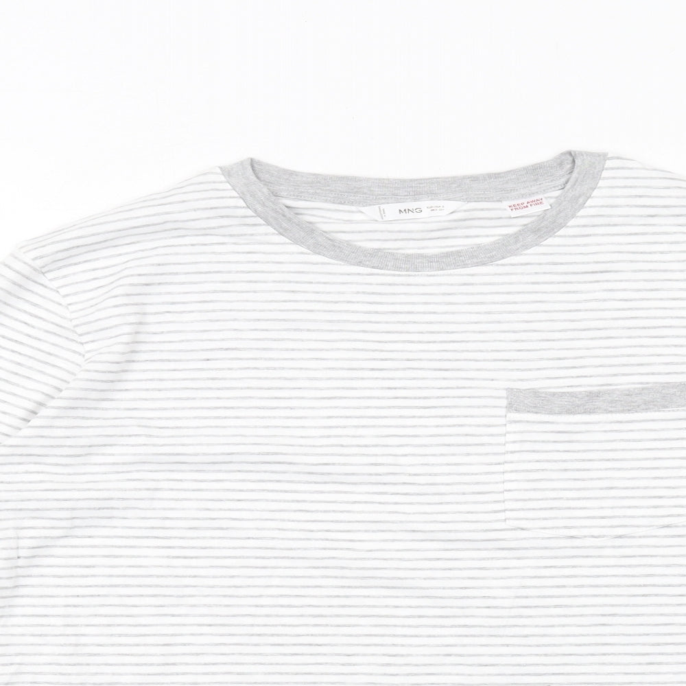 Womens UK Size S Mango White Basic T-Shirt