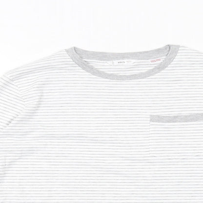 Womens UK Size S Mango White Basic T-Shirt