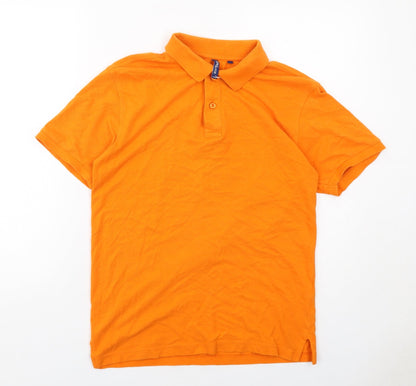 Asquith & Fox Mens Orange Cotton Polo Size S Collared Button