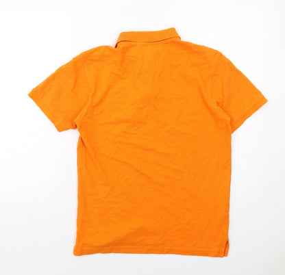 Asquith & Fox Mens Orange Cotton Polo Size S Collared Button