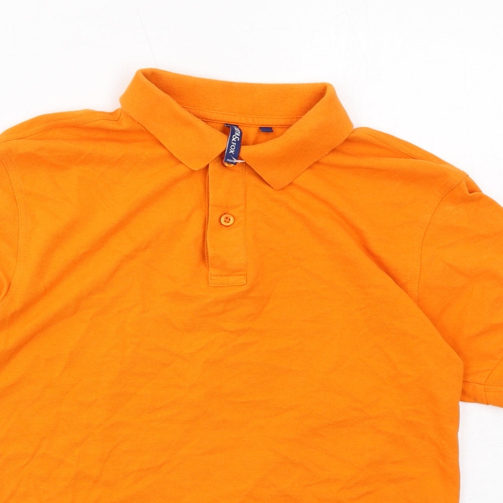 Asquith & Fox Mens Orange Cotton Polo Size S Collared Button