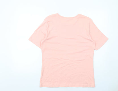 Classics Womens Pink Cotton Basic T-Shirt Size 16 Round Neck