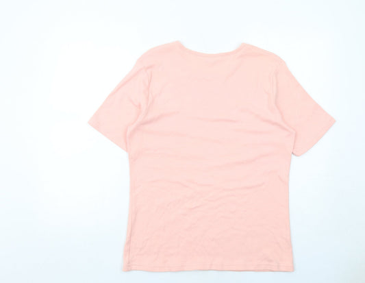 Classics Womens Pink Cotton Basic T-Shirt Size 16 Round Neck