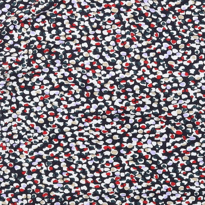 John Lewis Womens Blue Geometric Viscose Basic Blouse Size 12 Square Neck - Twist Detail