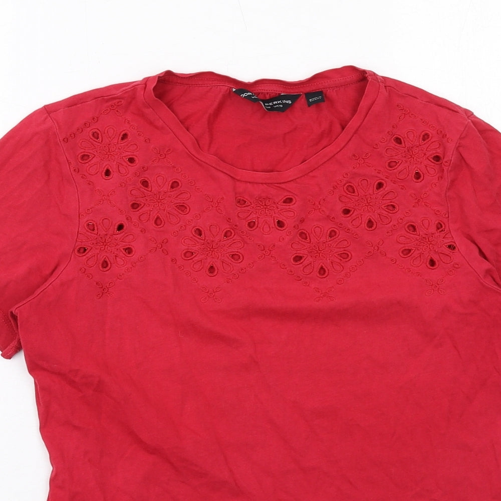 Womens UK Size 10 Dorothy Perkins Red Basic T-Shirt