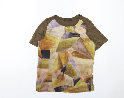 Womens UK Size S Zara Brown Basic T-Shirt