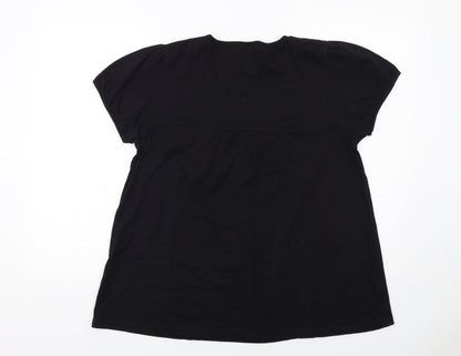 Rogers Womens Black Cotton Basic Blouse Size 10 Round Neck