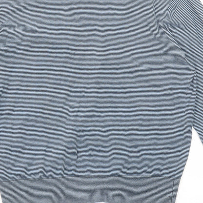 Modern Amusement Womens Blue V-Neck Striped Cotton Cardigan Jumper Size M