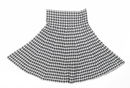 Formula Joven Womens Black Geometric Cotton Swing Skirt Size 8 - Houndstooth Pattern Size 22 Waist
