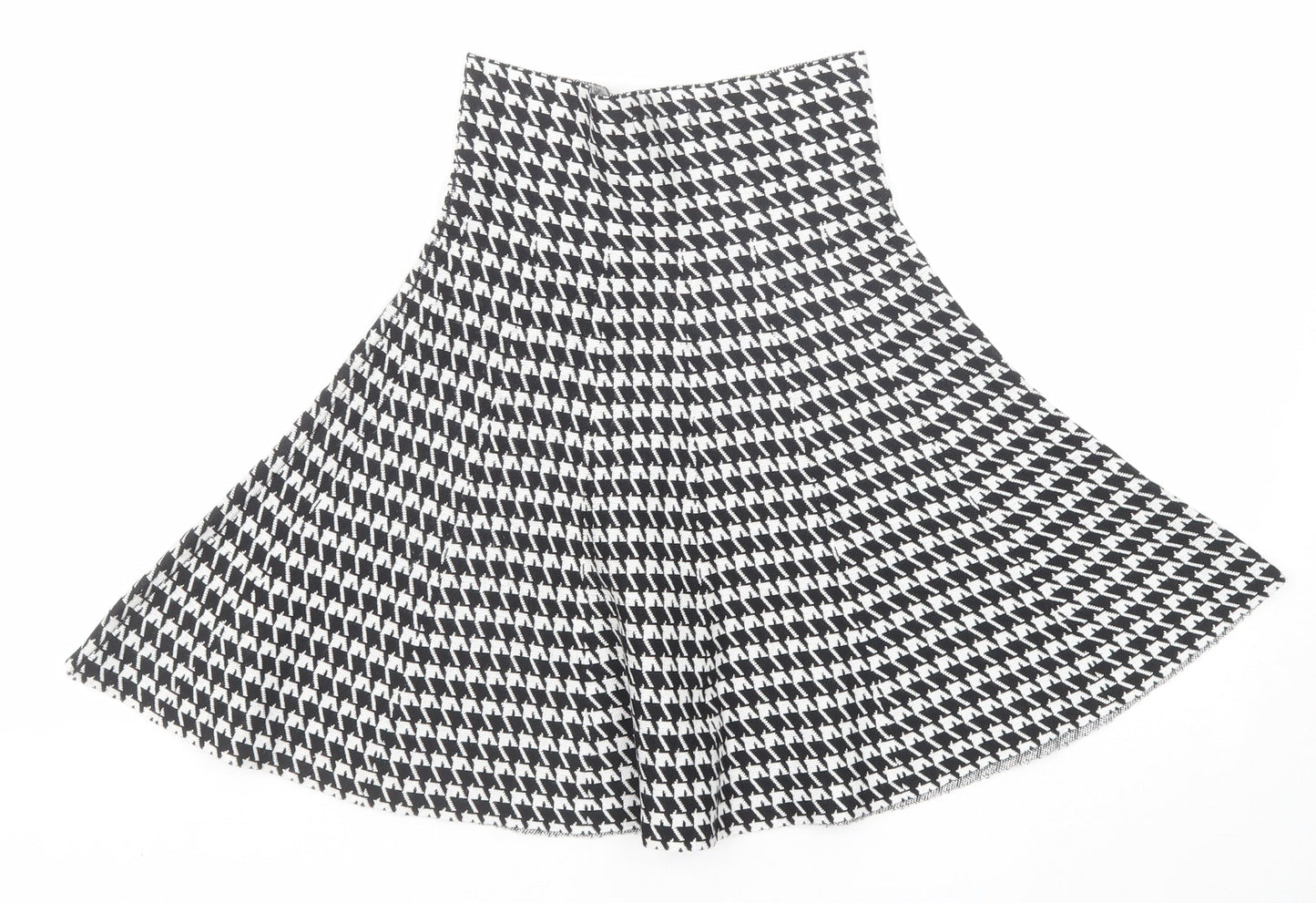 Formula Joven Womens Black Geometric Cotton Swing Skirt Size 8 - Houndstooth Pattern Size 22 Waist