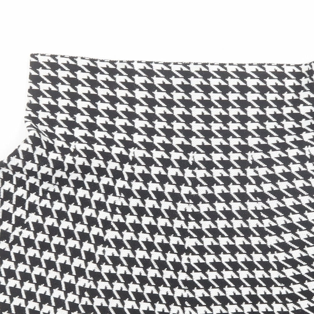 Formula Joven Womens Black Geometric Cotton Swing Skirt Size 8 - Houndstooth Pattern Size 22 Waist