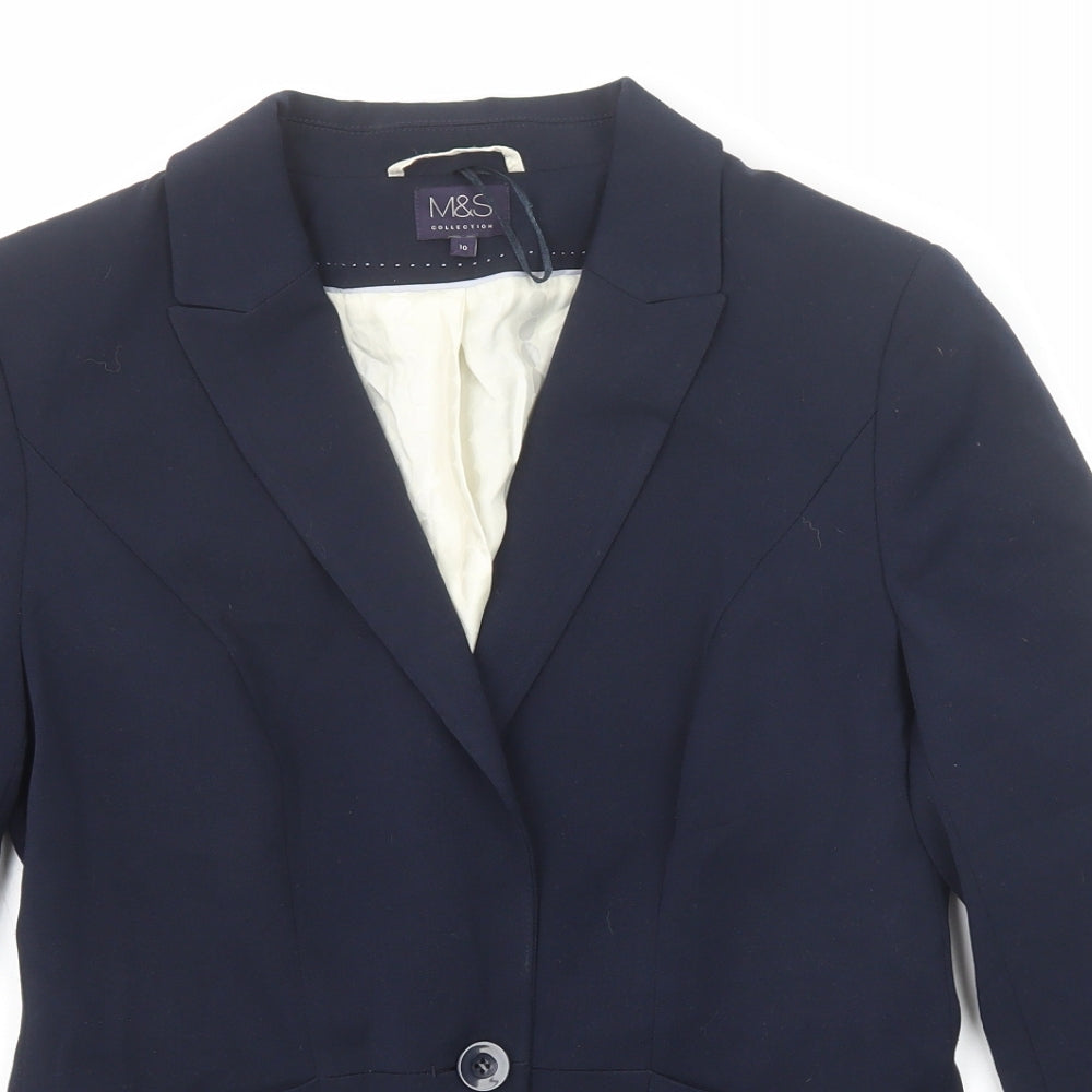 Marks and Spencer Womens Blue Polyester Jacket Suit Jacket Size 10