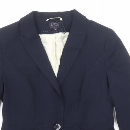Marks and Spencer Womens Blue Polyester Jacket Suit Jacket Size 10