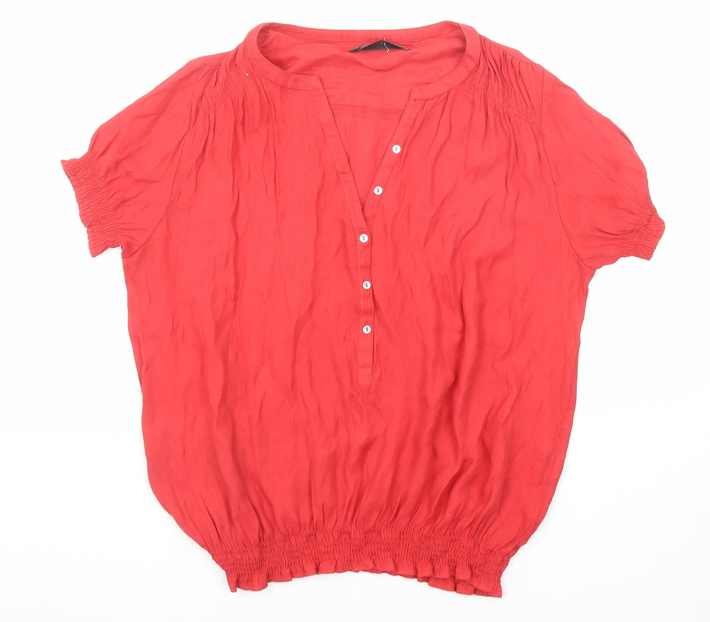 Womens UK Size L Zara Red Basic Blouse