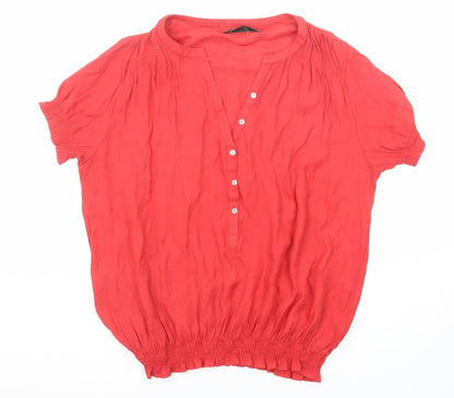 Womens UK Size L Zara Red Basic Blouse