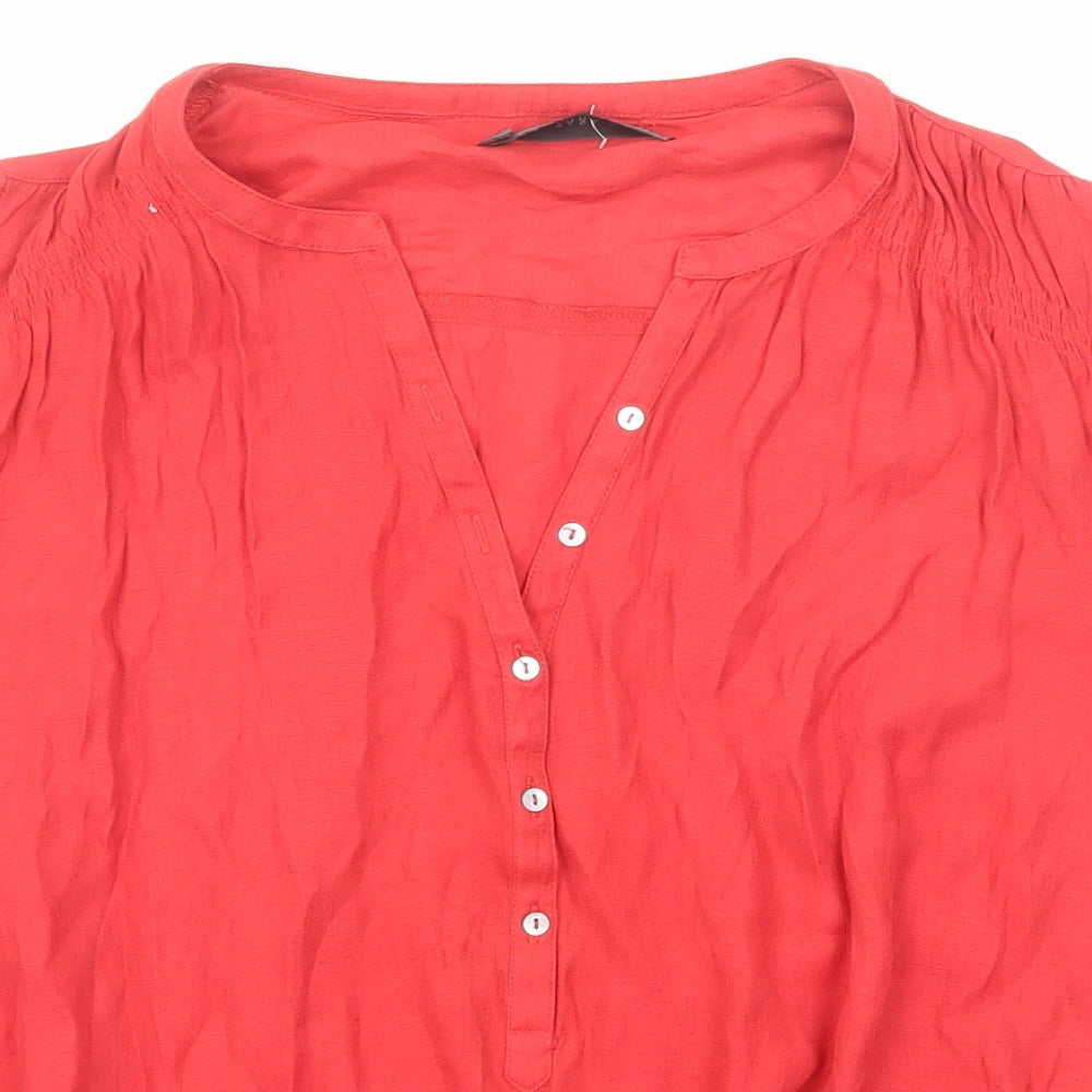 Womens UK Size L Zara Red Basic Blouse