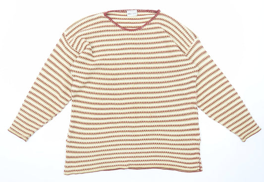 BHS Womens Multicoloured Round Neck Striped Acrylic Pullover Jumper Size 14 - Size 14-16