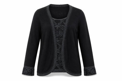 Casamia Womens Black Round Neck Geometric Viscose Pullover Jumper Size S - Twin Set