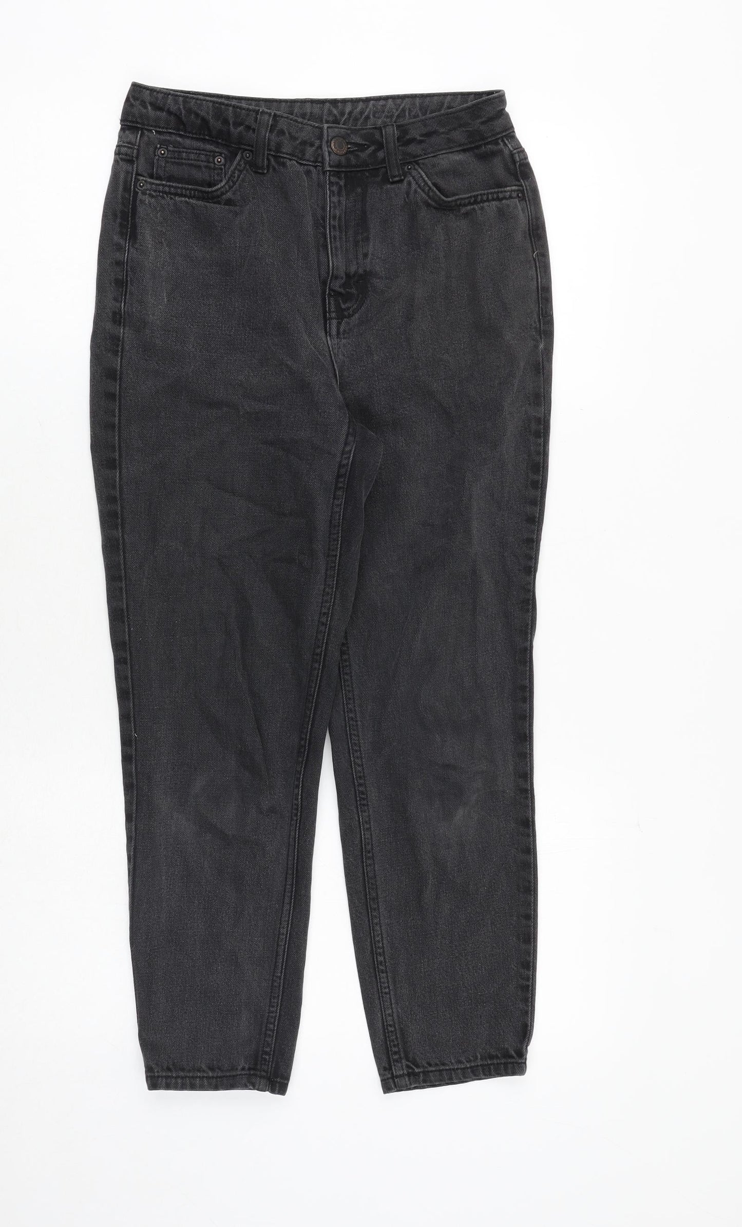 Topshop Womens Black Cotton Mom Jeans Size 26 in Regular Zip