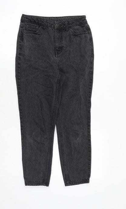 Topshop Womens Black Cotton Mom Jeans Size 26 in Regular Zip