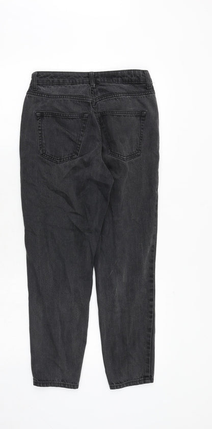 Topshop Womens Black Cotton Mom Jeans Size 26 in Regular Zip