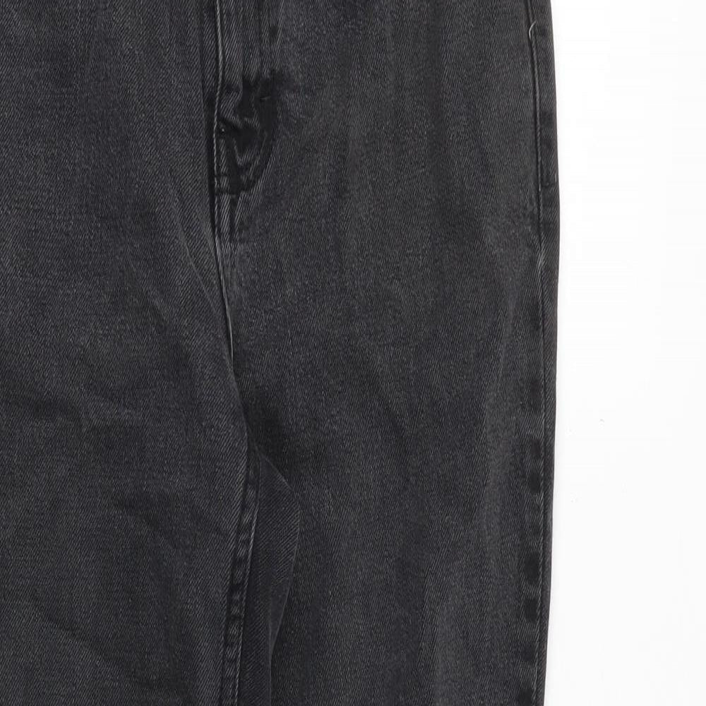 Topshop Womens Black Cotton Mom Jeans Size 26 in Regular Zip
