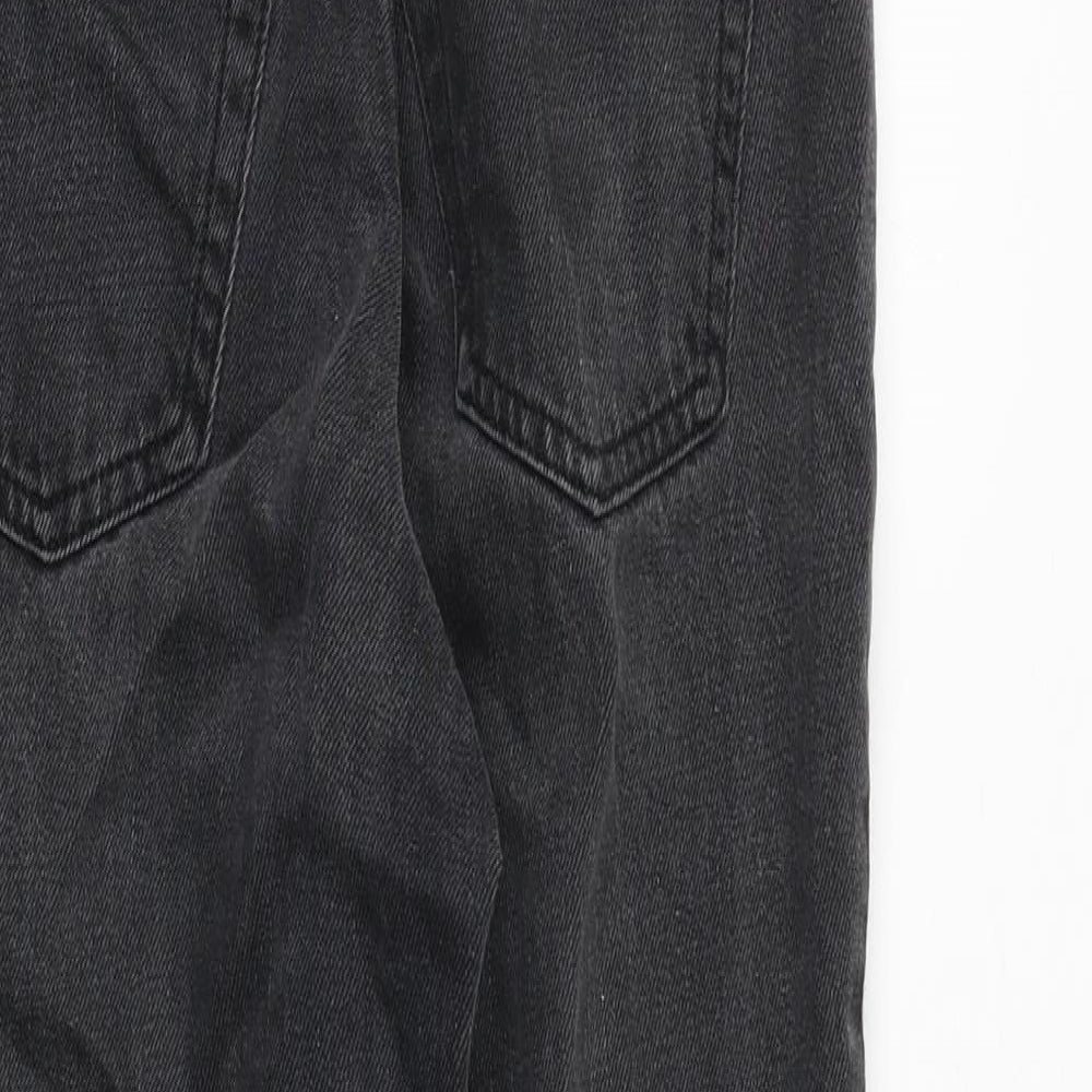 Topshop Womens Black Cotton Mom Jeans Size 26 in Regular Zip