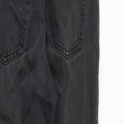 Topshop Womens Black Cotton Mom Jeans Size 26 in Regular Zip