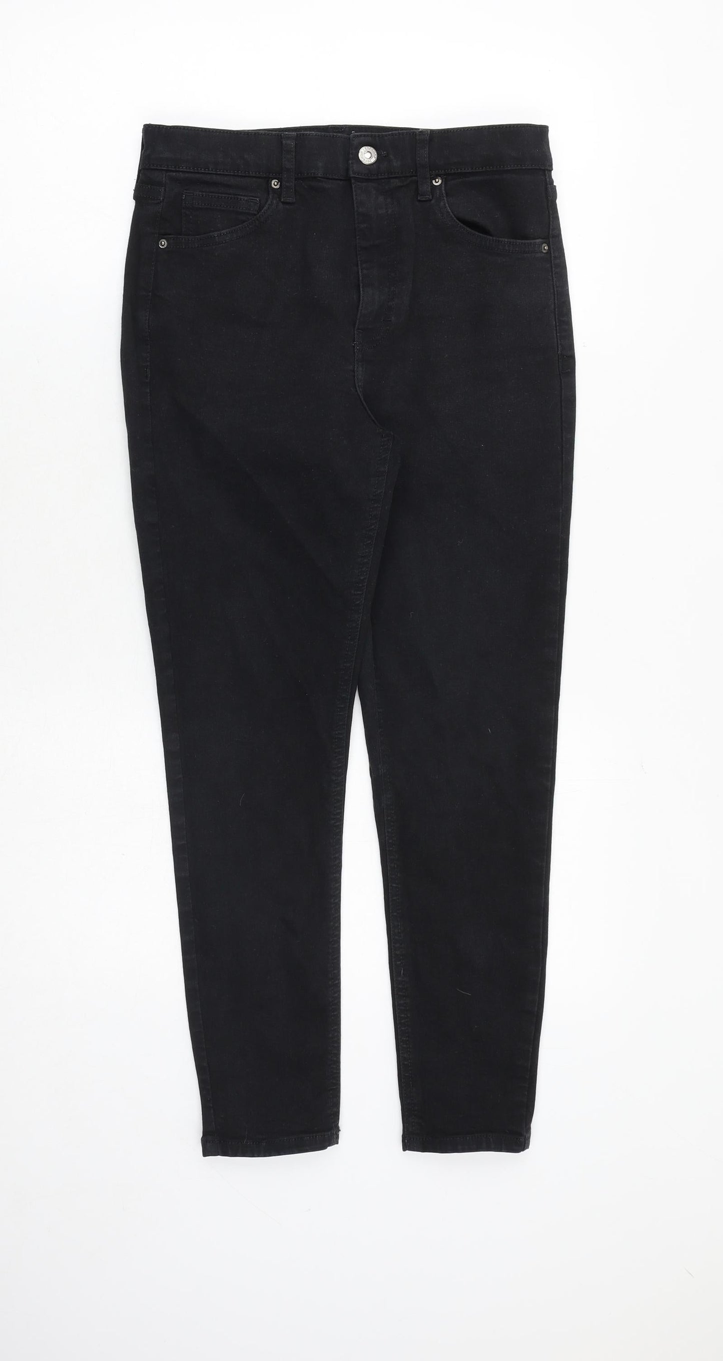 Topshop Womens Black Cotton Skinny Jeans Size 30 in Regular Zip