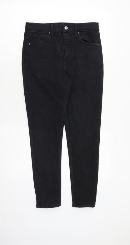 Topshop Womens Black Cotton Skinny Jeans Size 30 in Regular Zip