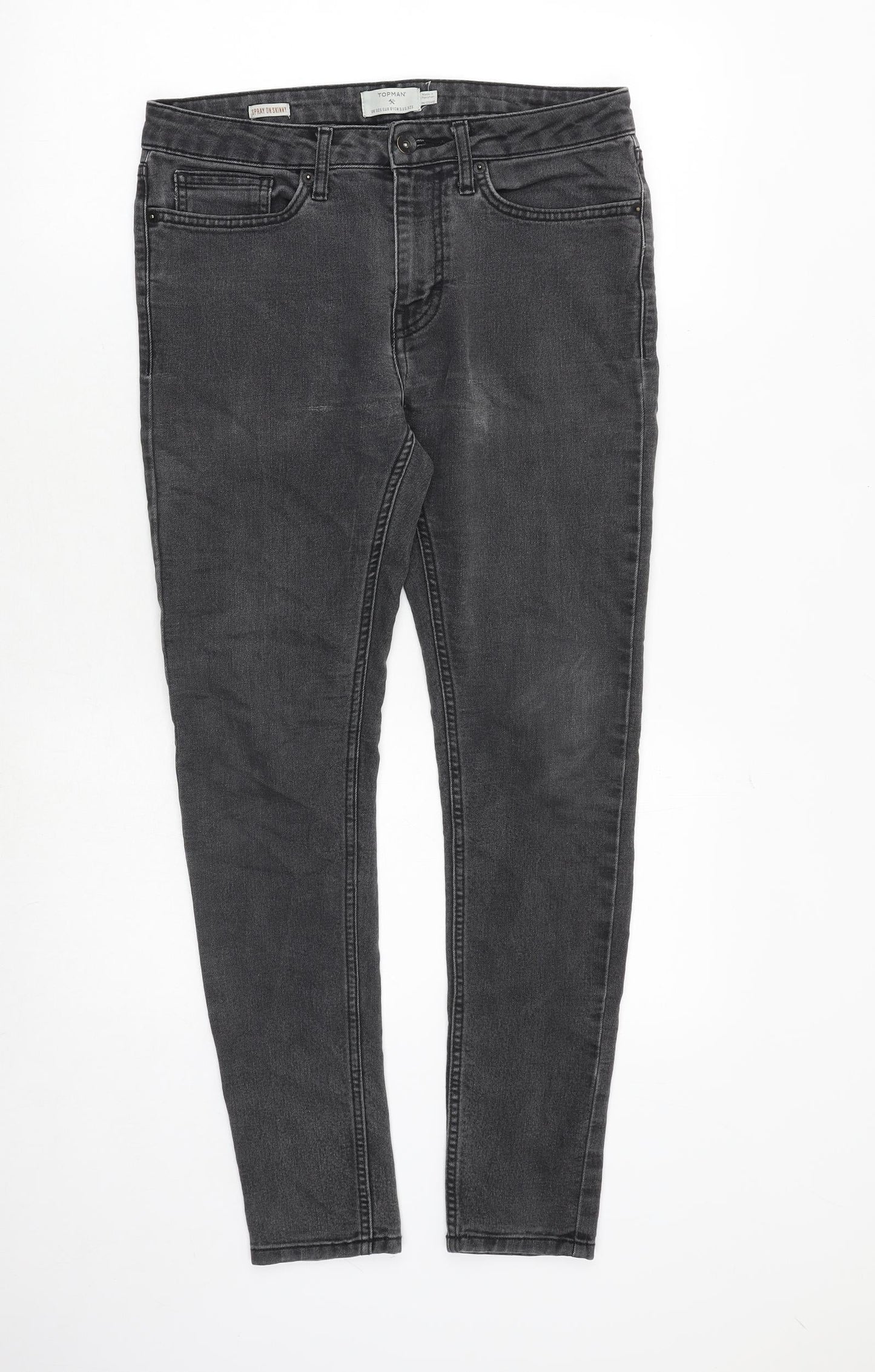 Mens UK Size 32 in Topman Slim Fit Skinny Grey Jeans