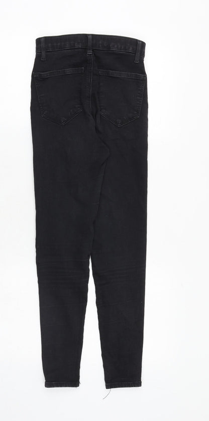 Topshop Womens Black Cotton Skinny Jeans Size 26 Regular Zip