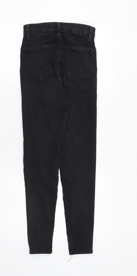 Topshop Womens Black Cotton Skinny Jeans Size 26 Regular Zip
