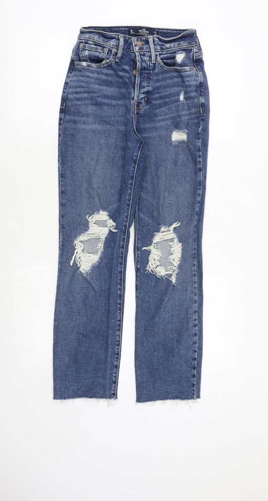 Hollister Womens Blue Cotton Straight Jeans Size 25 in L28 in Regular Zip