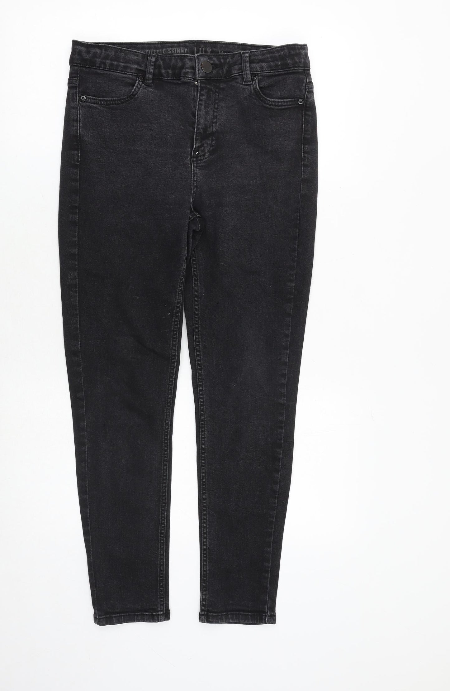 Oasis Womens Black Cotton Skinny Jeans Size 14 Slim Zip