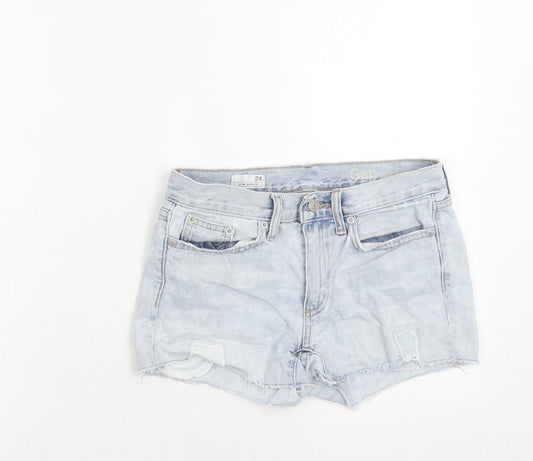 Gap Womens Blue Cotton Cut-Off Shorts Size 24 in Regular Zip