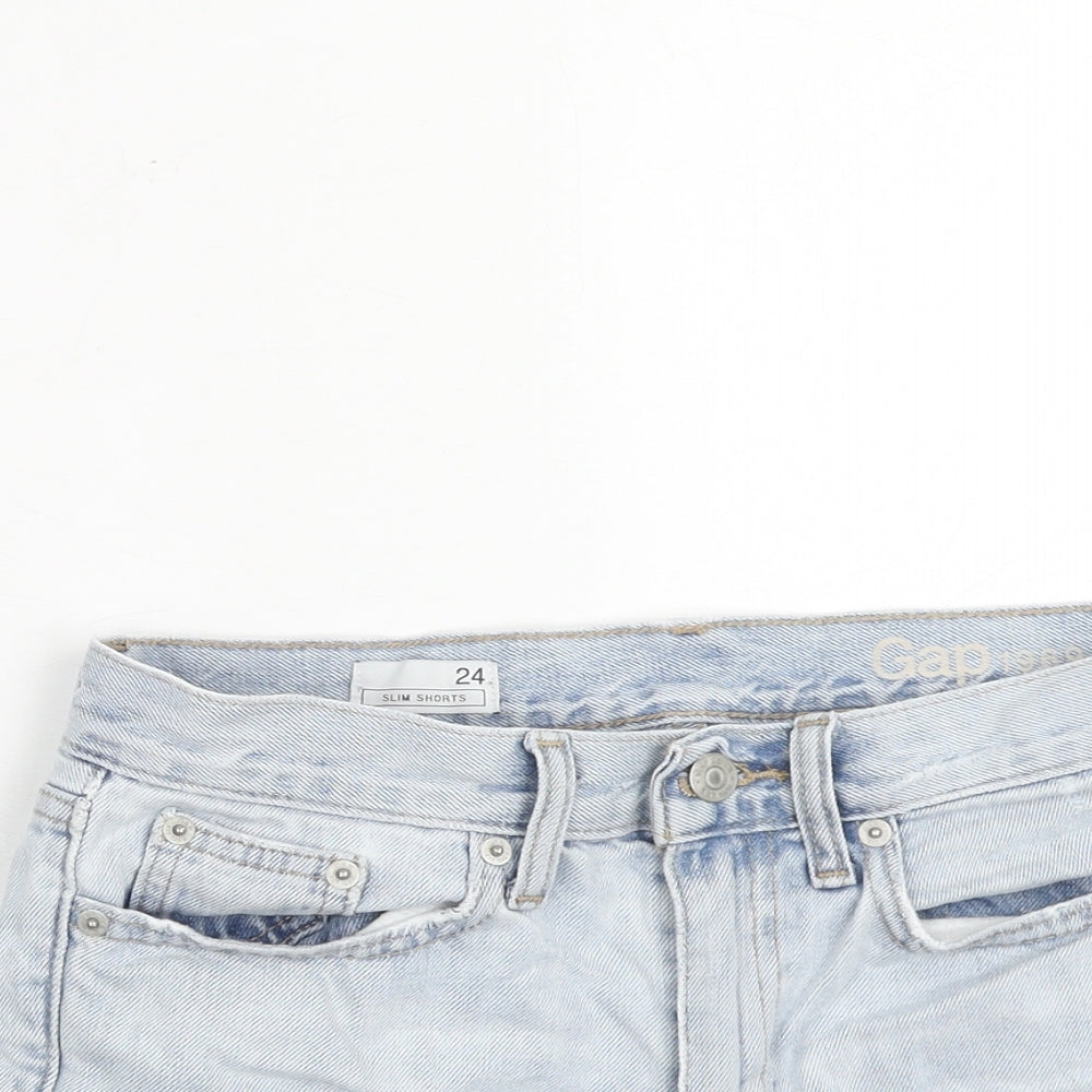 Gap Womens Blue Cotton Cut-Off Shorts Size 24 in Regular Zip