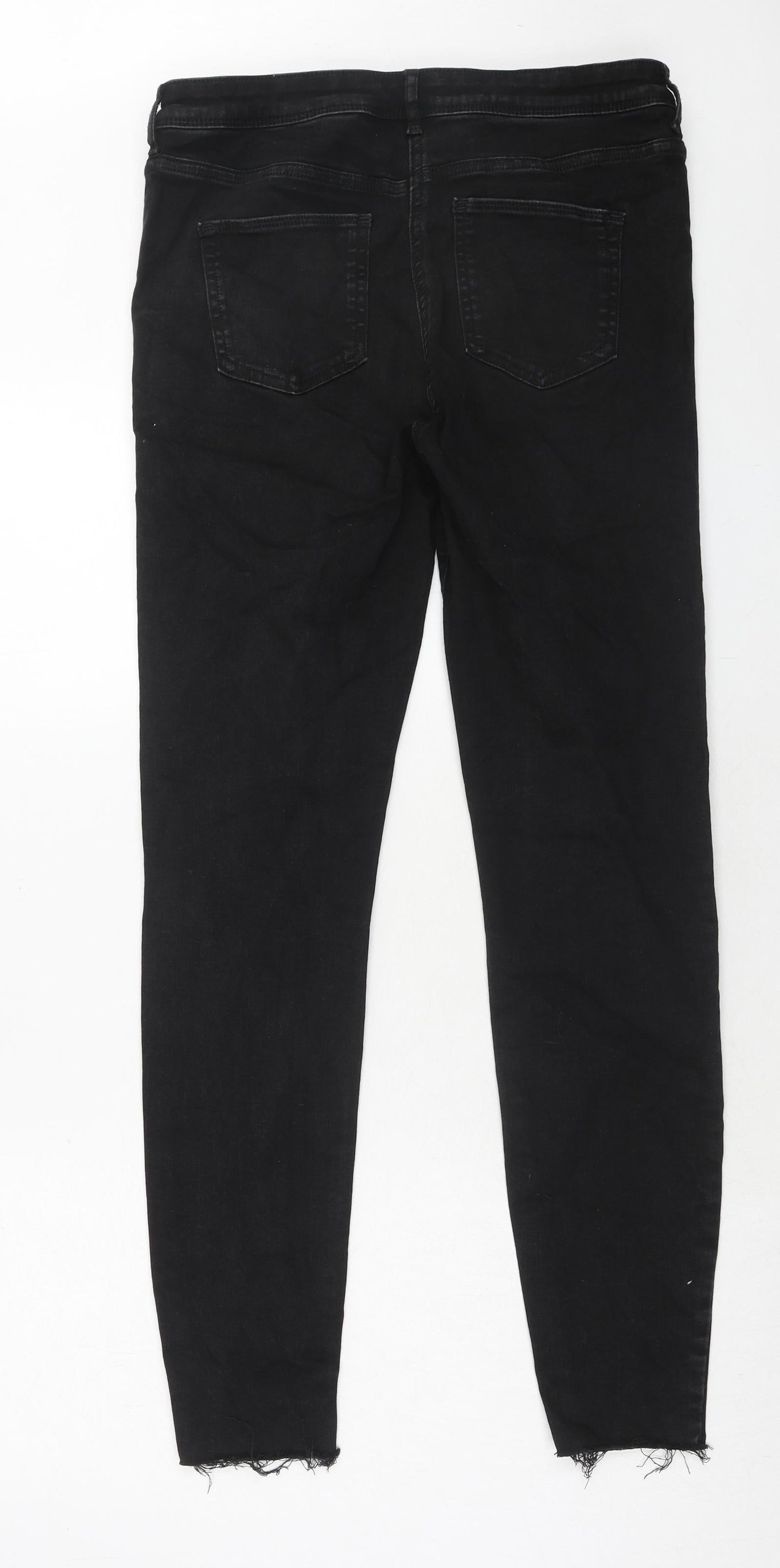 NEXT Womens Black Cotton Skinny Jeans Size 12 Regular Zip