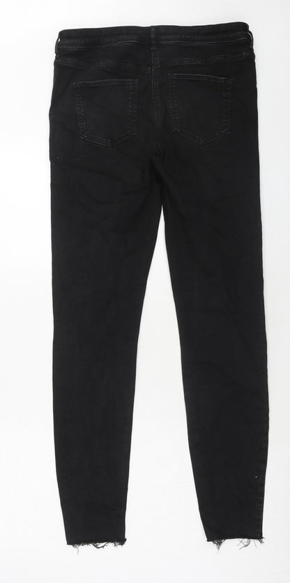NEXT Womens Black Cotton Skinny Jeans Size 12 Regular Zip
